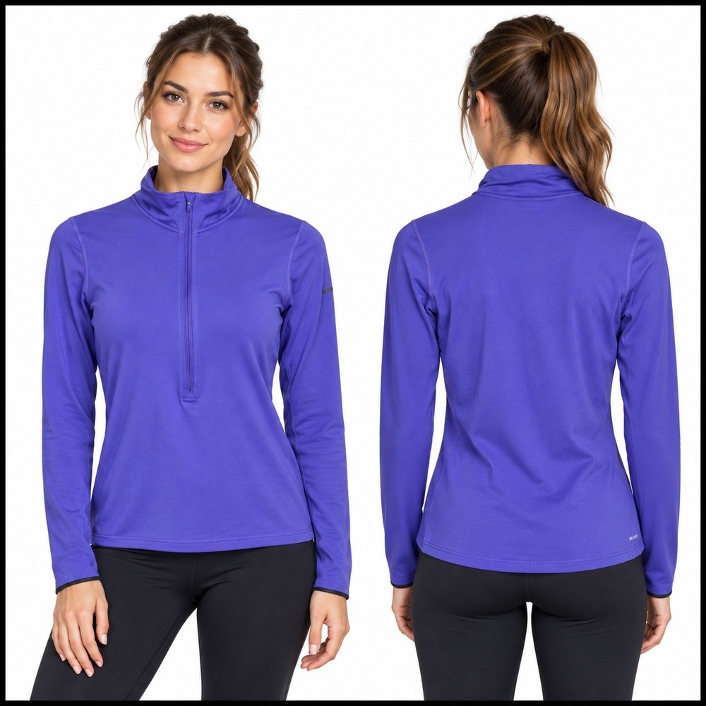 Nike Pro Dri-Fit Pullover 1/2 Zip Purple‎ Running Athletic Thumb Holes S Small
